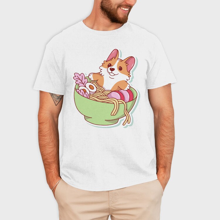 Corgi Noodle Bowl, Tricou Barbati (Unisex)