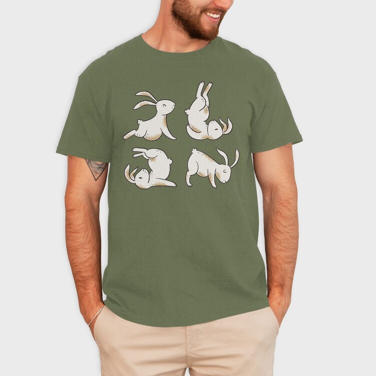 Yoga Rabbits, Tricou Barbati (Unisex)