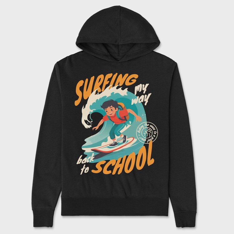 Surfing My Way Back to School, Hanorac Oversize Barbati (Unisex)