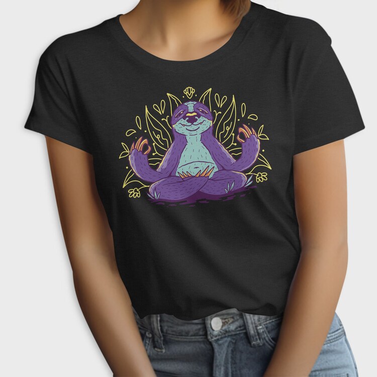 Sloth Doing Meditation Lotus Yoga Pose, Tricou Femei