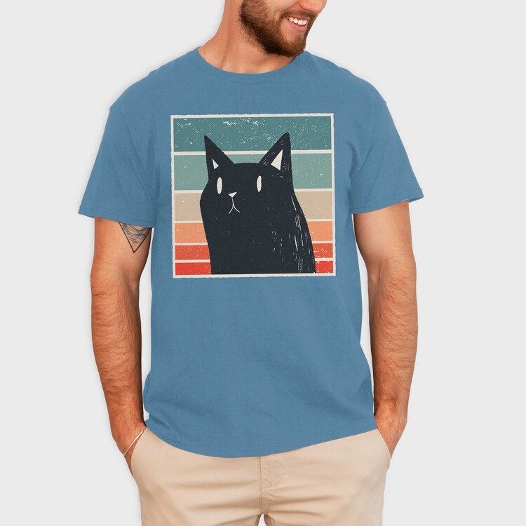 Retro Black Cat, Tricou Barbati (Unisex)