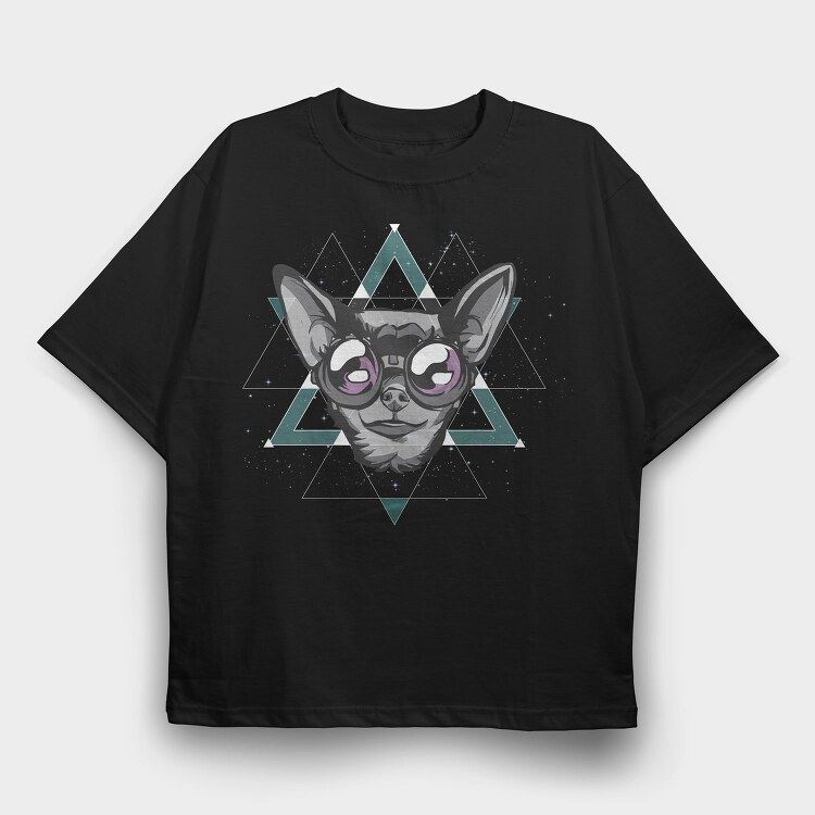 Space Chihuahua Geometry, Tricou Oversize Barbati (Unisex)