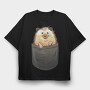 Hedgehog In Pocket, Tricou Oversize Barbati (Unisex)