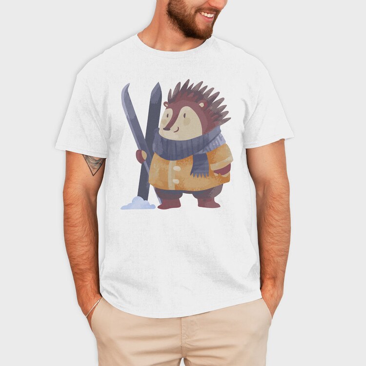 Hedgehog Ski Adventure, Tricou Barbati (Unisex)