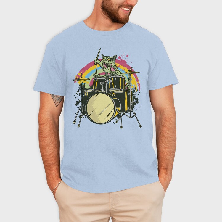 Zombie Cat Drummer, Tricou Barbati (Unisex)