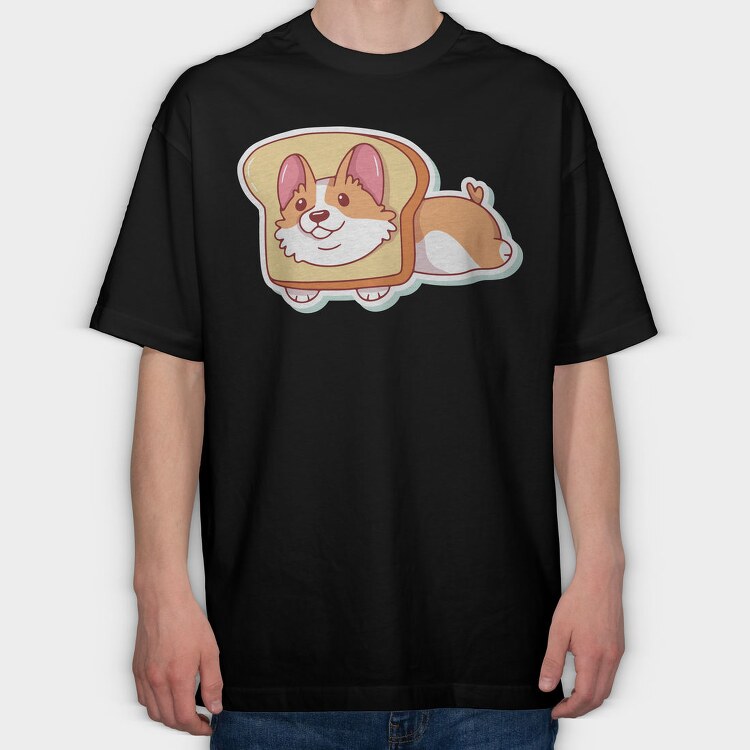 Corgi Toast Slice, Tricou Oversize Barbati (Unisex)