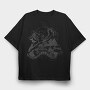 Elephant And Wave Hand Drawn Ukiyo, Tricou Oversize Barbati (Unisex)