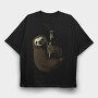 Sloth Hugging Beer, Tricou Oversize Barbati (Unisex)
