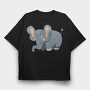Elephant Hug, Tricou Oversize Barbati (Unisex)
