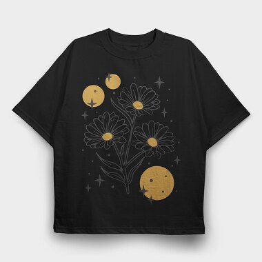 Sparkling Flowers And Circles Vintage, Tricou Oversize Barbati (Unisex)