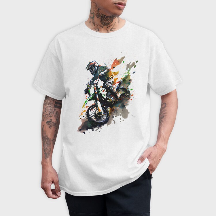 Motocross Watercolor, Tricou Barbati (Unisex)