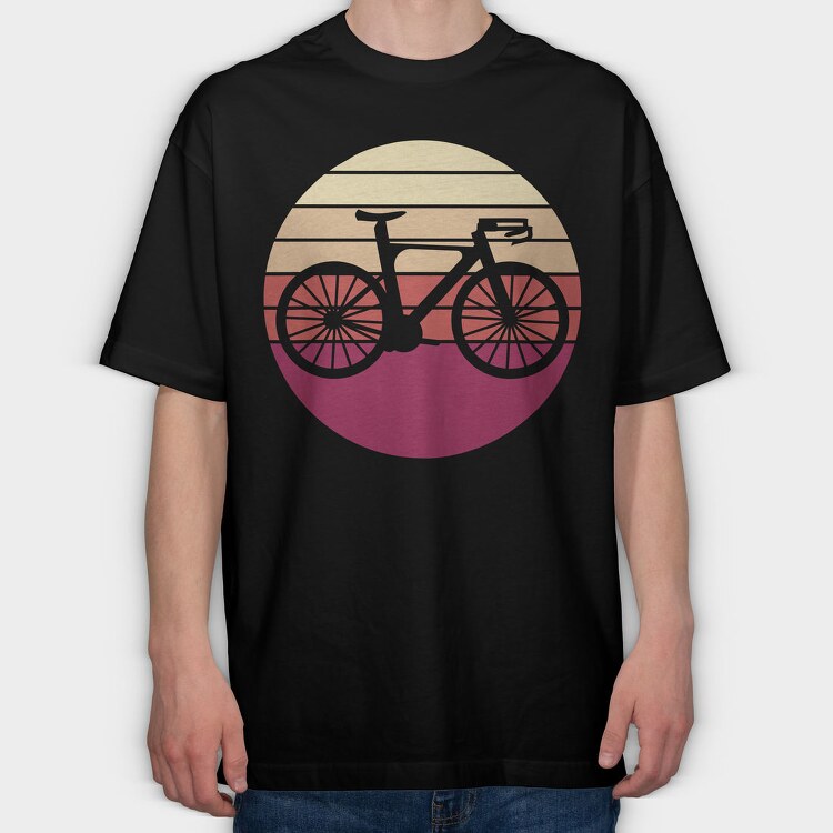 Bike Silhouette Retro Sunset, Tricou Oversize Barbati (Unisex)