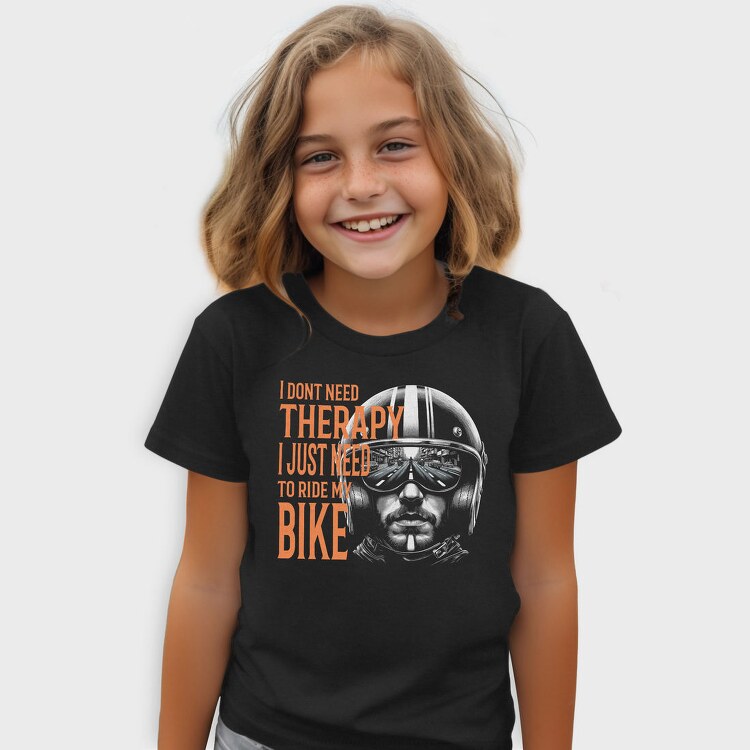 Biker Therapy Quote Bike, Tricou Copii