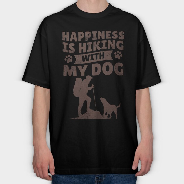 Hiking With Dog My, Tricou Oversize Barbati (Unisex)