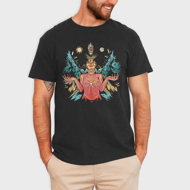 Spiritual Woman Metaverse Colorful Illustration, Tricou Barbati (Unisex)