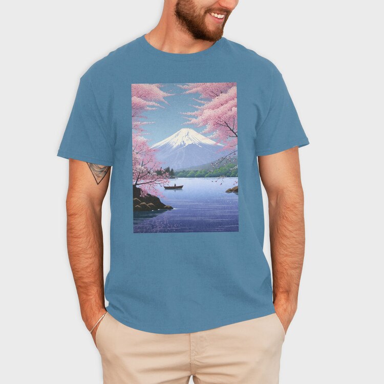 Mount Fuji Japanese Landscape Poster, Tricou Barbati (Unisex)