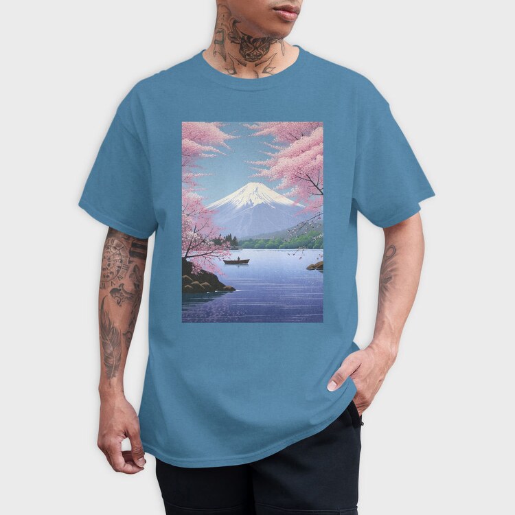 Mount Fuji Japanese Landscape Poster, Tricou Barbati (Unisex)