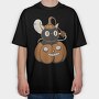 Black Cat Inside Pumpkin, Tricou Oversize Barbati (Unisex)