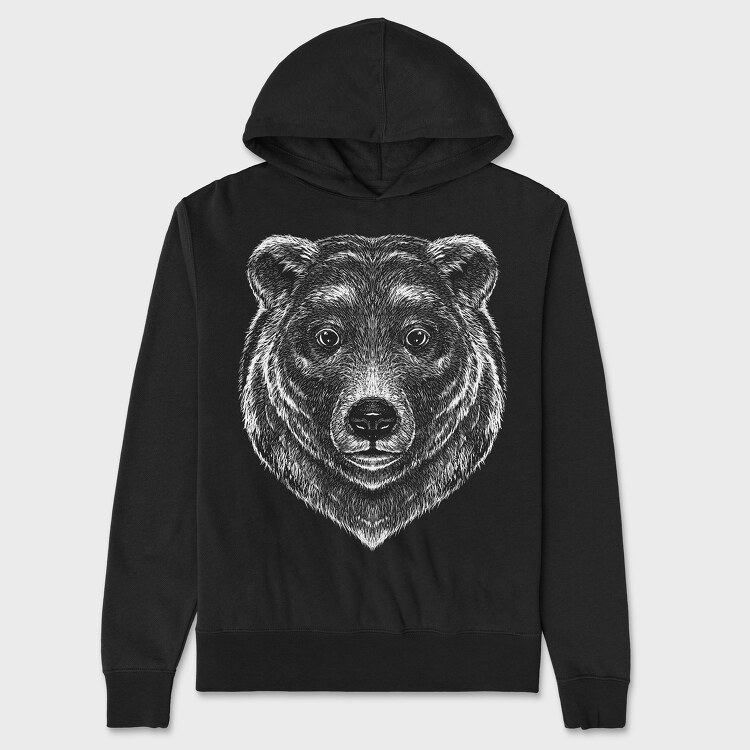 Hanorac Barbati (Unisex), Monochrome Portrait Bear