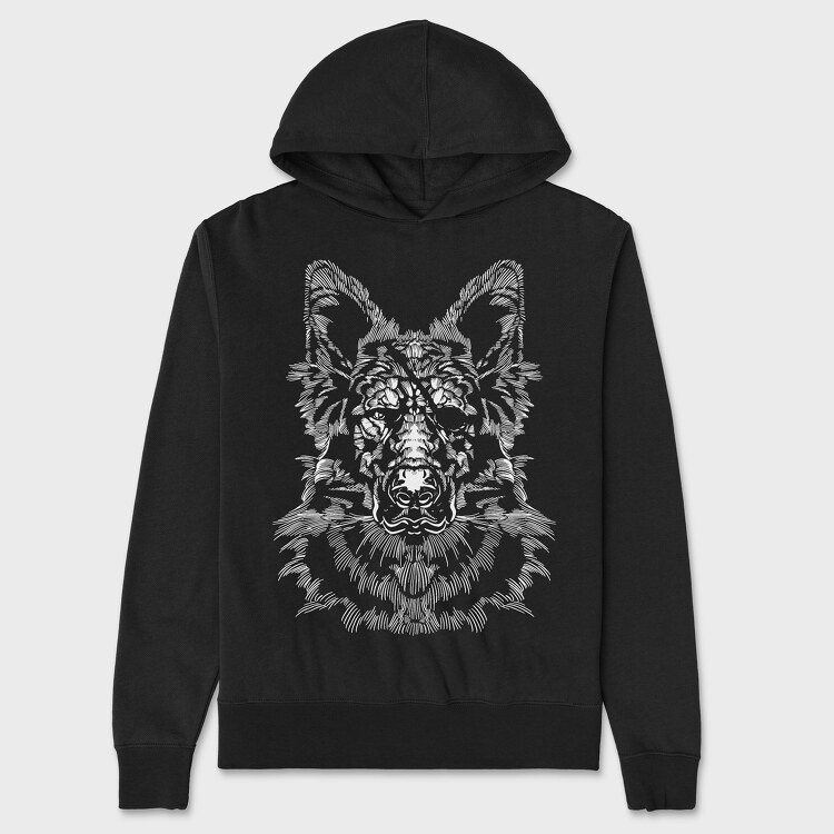 Hanorac Barbati (Unisex), Monochrome Portrait German Shepherd