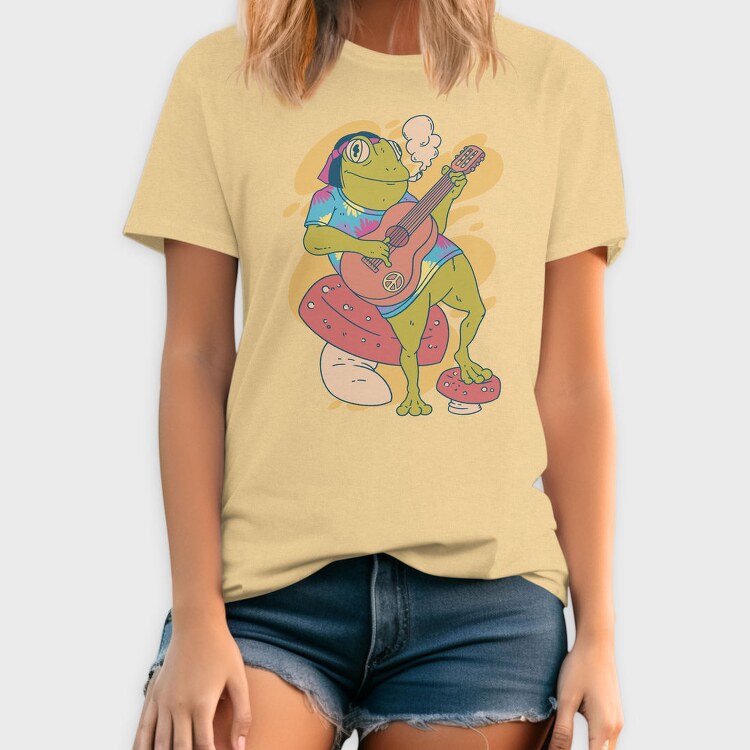 Hippie Frog Playing Guitar, Tricou Barbati (Unisex)