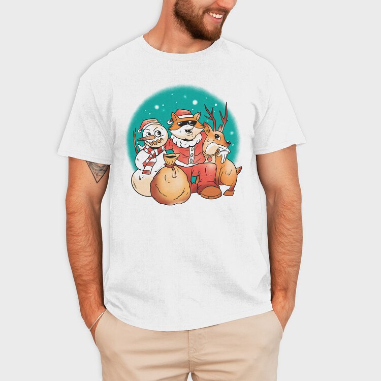 Christmas Fox Santa Xmas, Tricou Barbati (Unisex)