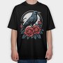 Enigmatic Crow And Roses, Tricou Oversize Barbati (Unisex)