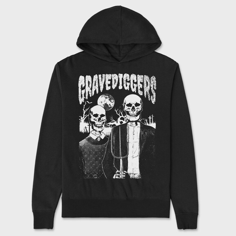 American Gothic Skull, Hanorac Oversize Barbati (Unisex)