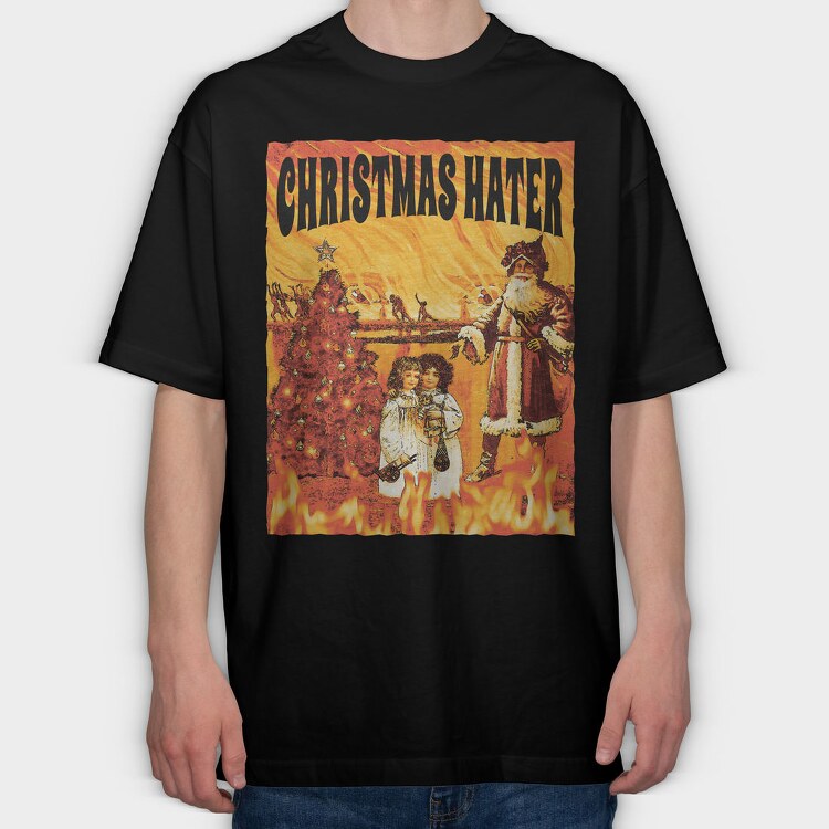Christmas Hater Fire, Tricou Oversize Barbati (Unisex)