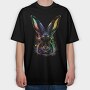 Realistic Colorful Rabbit Watercolor, Tricou Oversize Barbati (Unisex)