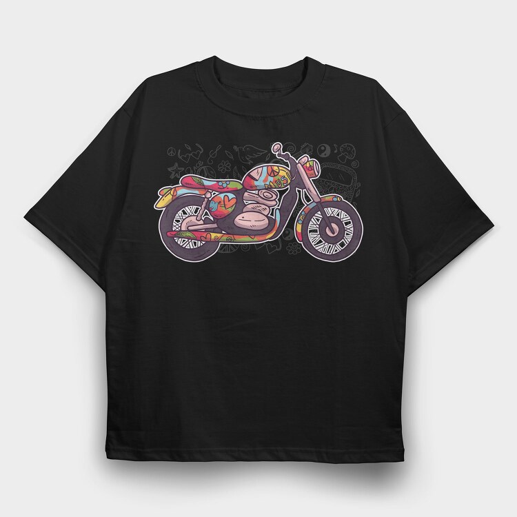 Hippie Motorcycle, Tricou Oversize Barbati (Unisex)