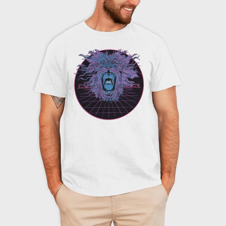 Lion Vaporwave, Tricou Barbati (Unisex)