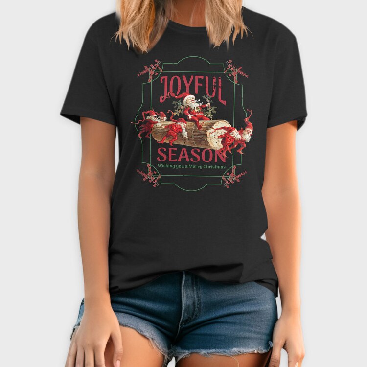 Christmas Season Santa And Elves Joyful, Tricou Barbati (Unisex)