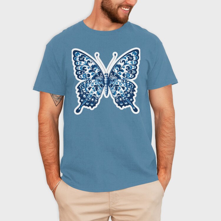 blue butterfly, Tricou Barbati (Unisex)