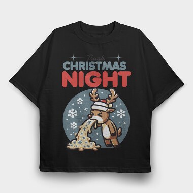Christmas Sick Reindeer Night, Tricou Oversize Barbati (Unisex)