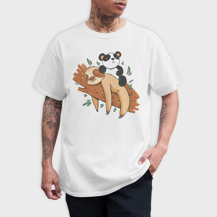 Panda Sloth Lazy, Tricou Barbati (Unisex)