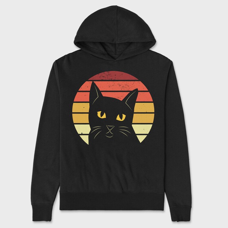 Hanorac Barbati (Unisex), Retro Sunset Cat