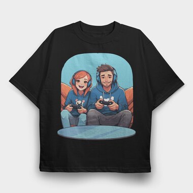 Gamers Playing, Tricou Oversize Barbati (Unisex)