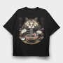 Japanese Cat Ramen 2, Tricou Oversize Barbati (Unisex)