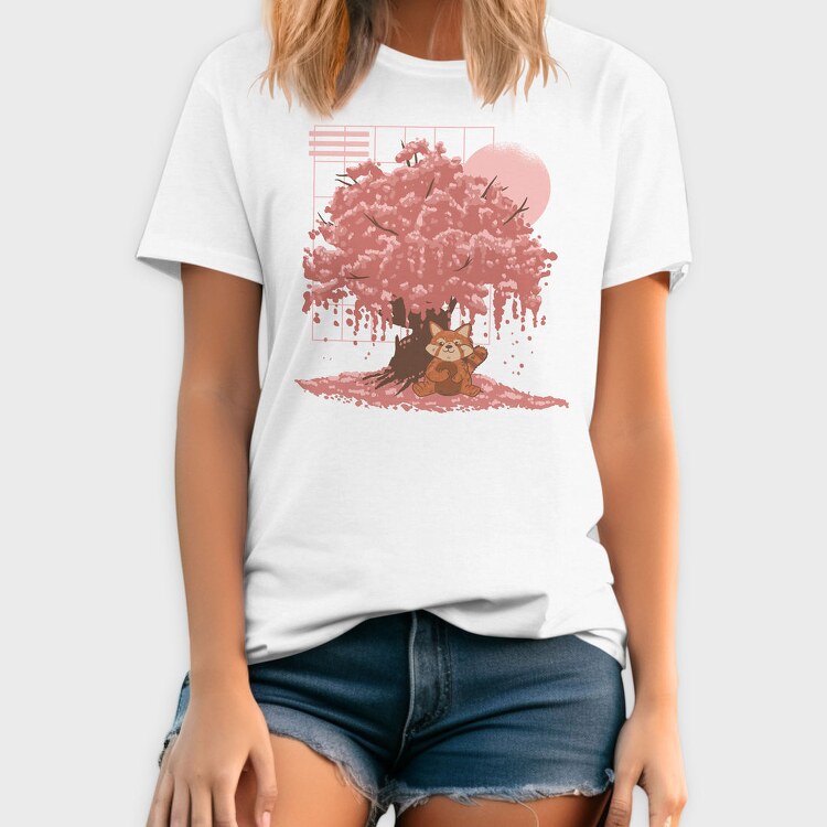 Red Panda And Sakura Tree, Tricou Barbati (Unisex)
