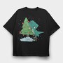 Christmas T Rex And Tree Chistmas, Tricou Oversize Barbati (Unisex)