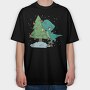 Christmas T Rex And Tree Chistmas, Tricou Oversize Barbati (Unisex)