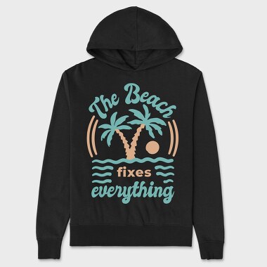 The Beach Fixes Everything, Hanorac Oversize Barbati (Unisex)