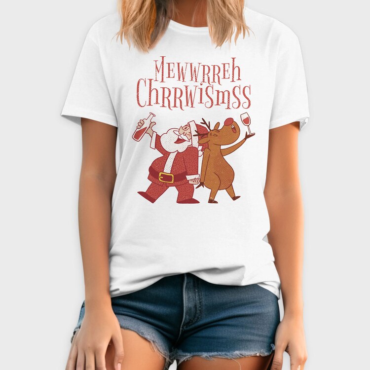 Santa and Deer Drunk, Tricou Barbati (Unisex)