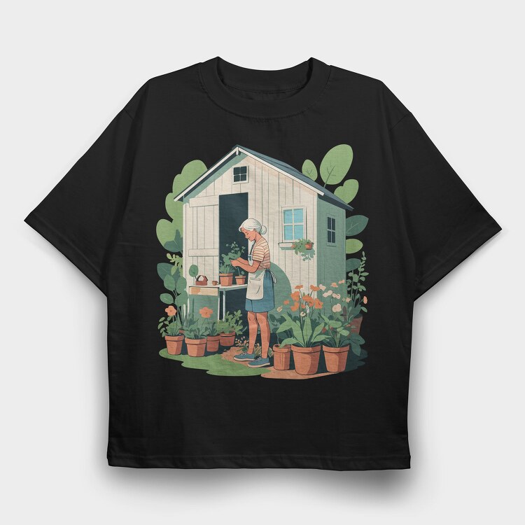 Gardening Woman Garden, Tricou Oversize Barbati (Unisex)