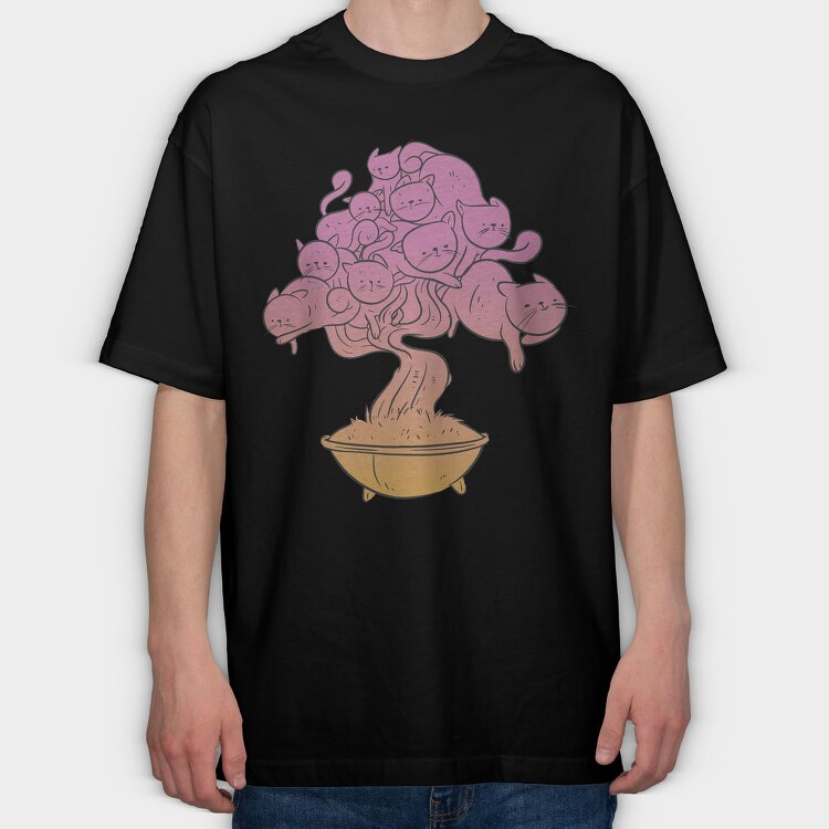 Bonsai Cat Tree, Tricou Oversize Barbati (Unisex)