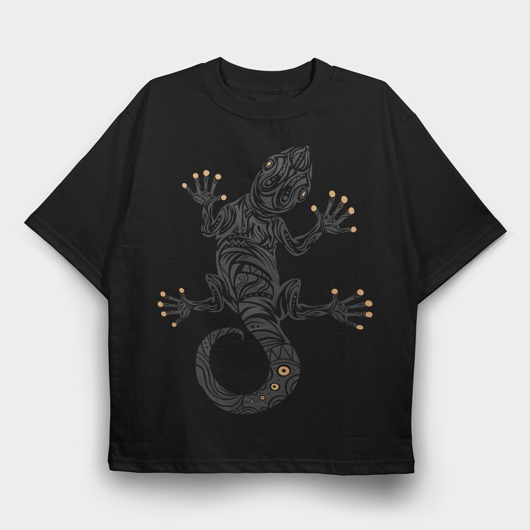 Gecko Tribal Art Hawaiian, Tricou Oversize Barbati (Unisex)