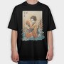 Geisha Waves Japanese Traditional, Tricou Oversize Barbati (Unisex)