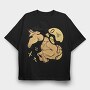 Horse Animal Continuous Line Jumping, Tricou Oversize Barbati (Unisex)