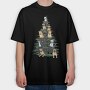 Christmas Tree With Dogs Realistic, Tricou Oversize Barbati (Unisex)